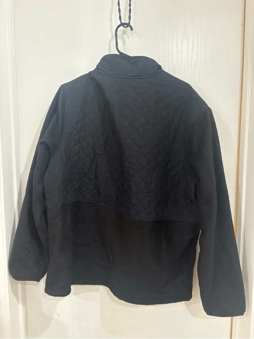 Eddie Bauer Black Quilted-Panel Fleece Jacket